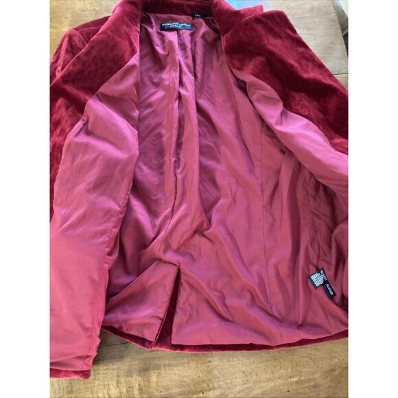 Dana Buchman Womans Velvet Blazer Sz XXL ? Red Patterned Holiday Whimsy Goth - Picture 10 of 12